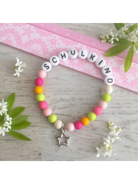Armband SCHULKIND  - Mädchen mit pink und grün