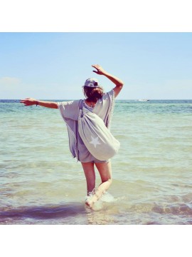 beach bag-SEA BAG Farbe silber/Stern weiß