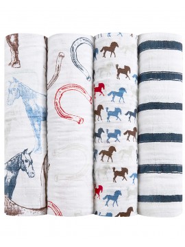 Aden+Anais 4er Classic Swaddles Pucktücher, wild horses
