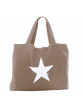 Beach Bag - Taupe mit Stern weiß