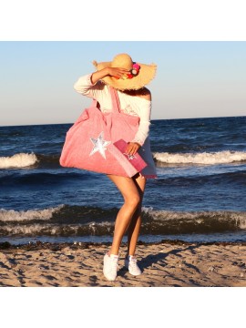 Beach Bag - rose mit Stern silber