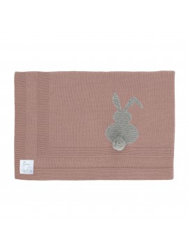STRICKDECKE mit Hase (altrosa)