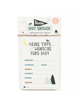 Baby Shower – Wunschkarten zum Ausfüllen von Milestone – Design „Over the moon“