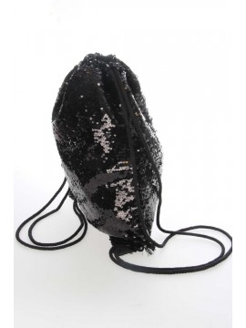 Beutelrucksack mit Pailetten - schwarz